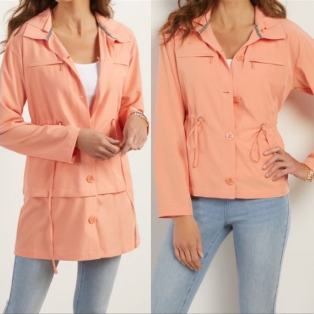 Soft Surroundings Go Lively Convertible Jacket Lightweight Hooded Waist Tie Top